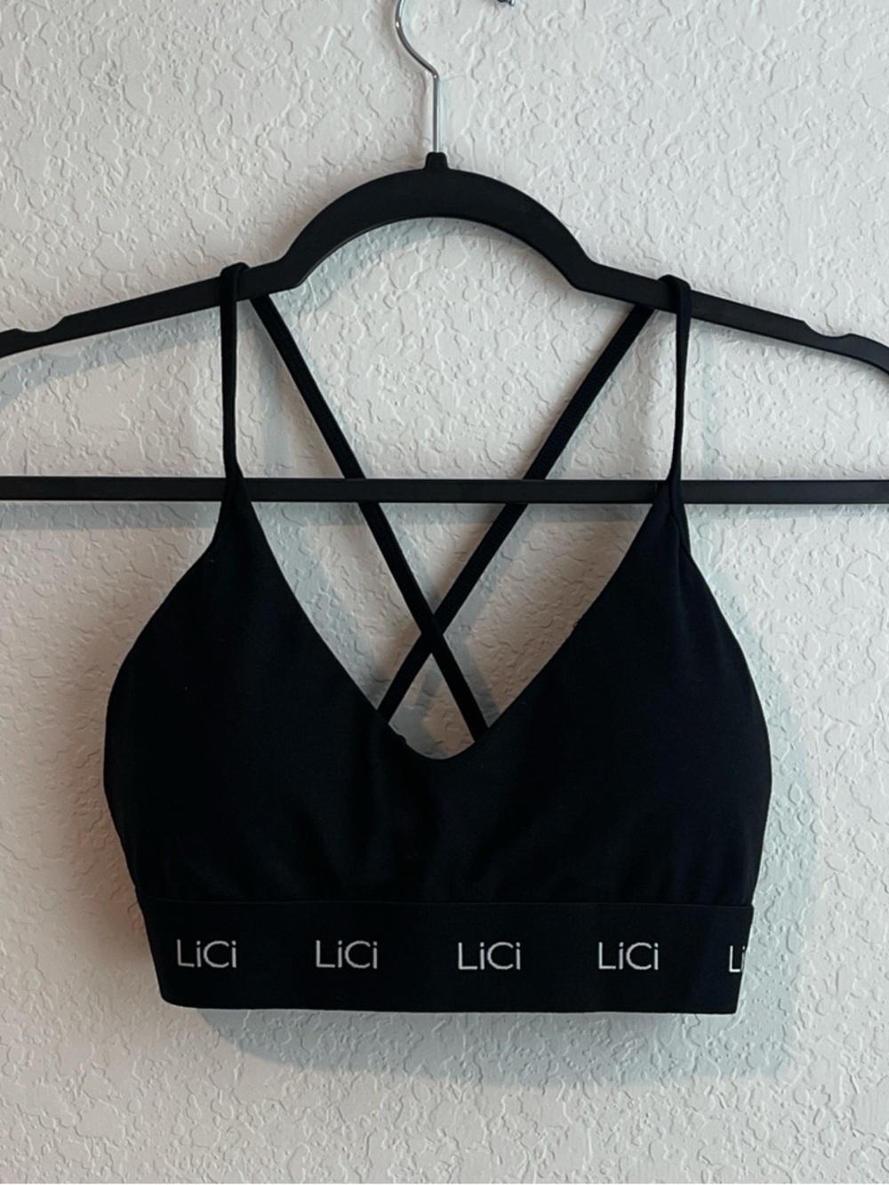 Lici Fit: Black Strappy Bralette and Biker Shorts Set - Picture 3 of 12